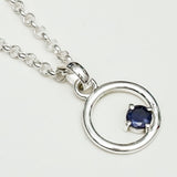 Round Pendant With Iolite Gemstone Solid Sterling Silver - Mohnaa Jewels