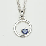 Round Pendant With Iolite Gemstone Solid Sterling Silver - Mohnaa Jewels