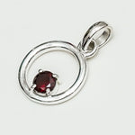 Round Pendant With Garnet Gemstone Solid Sterling Silver - Mohnaa Jewels