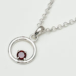 Round Pendant With Garnet Gemstone Solid Sterling Silver - Mohnaa Jewels