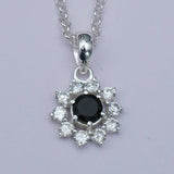 Mohnaa Flower Pendant With Black Onyx Gemstone In Fine Sterling Silver - Mohnaa Jewels