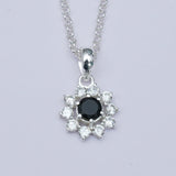 Mohnaa Flower Pendant With Black Onyx Gemstone In Fine Sterling Silver - Mohnaa Jewels