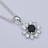 Mohnaa Flower Pendant With Black Onyx Gemstone In Fine Sterling Silver - Mohnaa Jewels