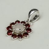 Mohnaa Flower Pendant With Garnet Gemstone In Fine Sterling Silver - Mohnaa Jewels