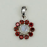 Mohnaa Flower Pendant With Garnet Gemstone In Fine Sterling Silver - Mohnaa Jewels