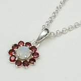 Mohnaa Flower Pendant With Garnet Gemstone In Fine Sterling Silver - Mohnaa Jewels