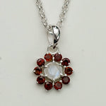 Mohnaa Flower Pendant With Garnet Gemstone In Fine Sterling Silver - Mohnaa Jewels