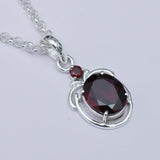 Garnet Stone Pendant In 925 Sterling Silver - Mohnaa Jewels