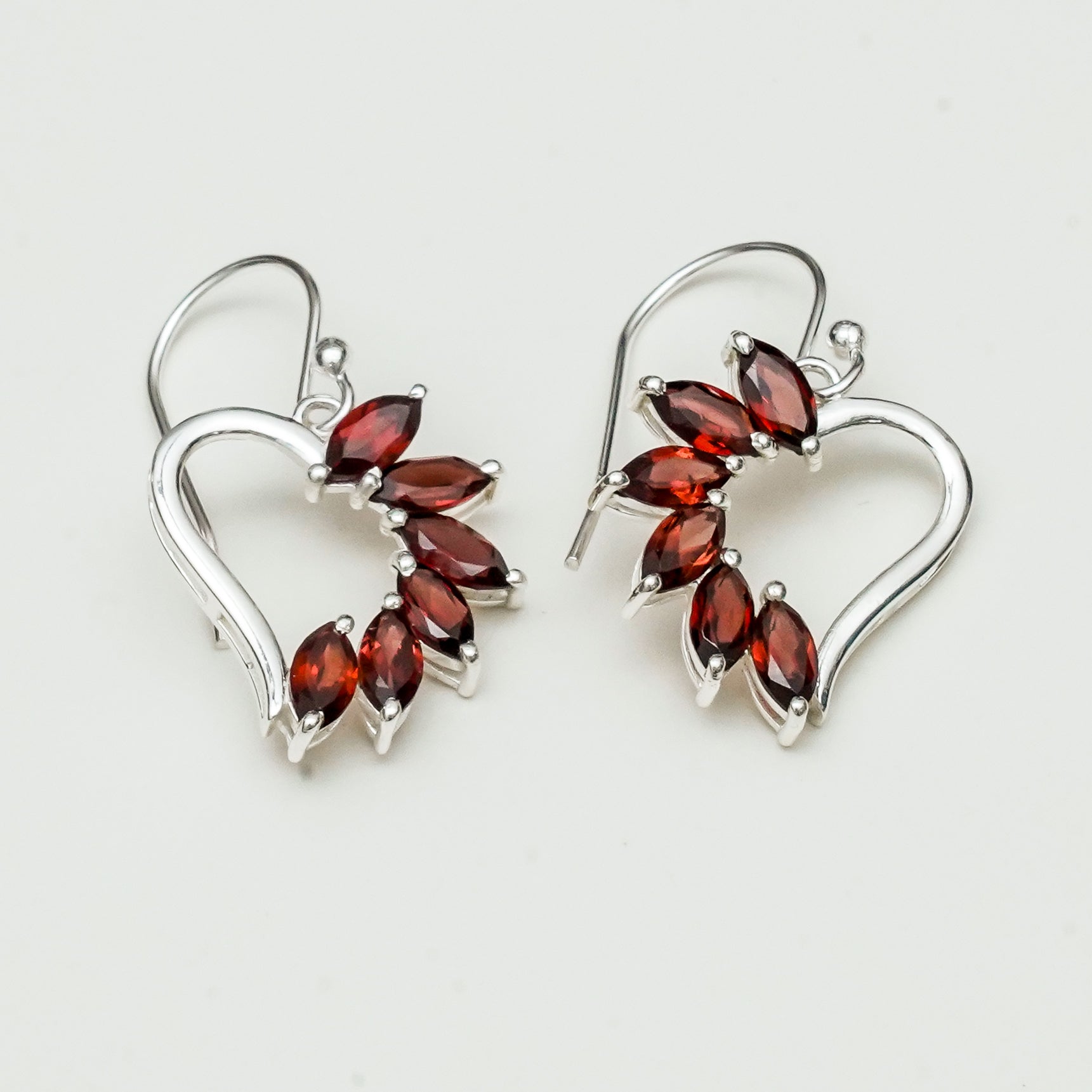 Designer Earrings With Genuine Garnet Gemstone in 925 Sterling Silver - Mohnaa Jewels