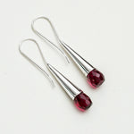 Pearl Drop Designer Earrings With Garnet Gemstone In Solid Silver Jewelry - Mohnaa Jewels