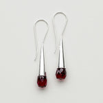 Pearl Drop Designer Earrings With Garnet Gemstone In Solid Silver Jewelry - Mohnaa Jewels