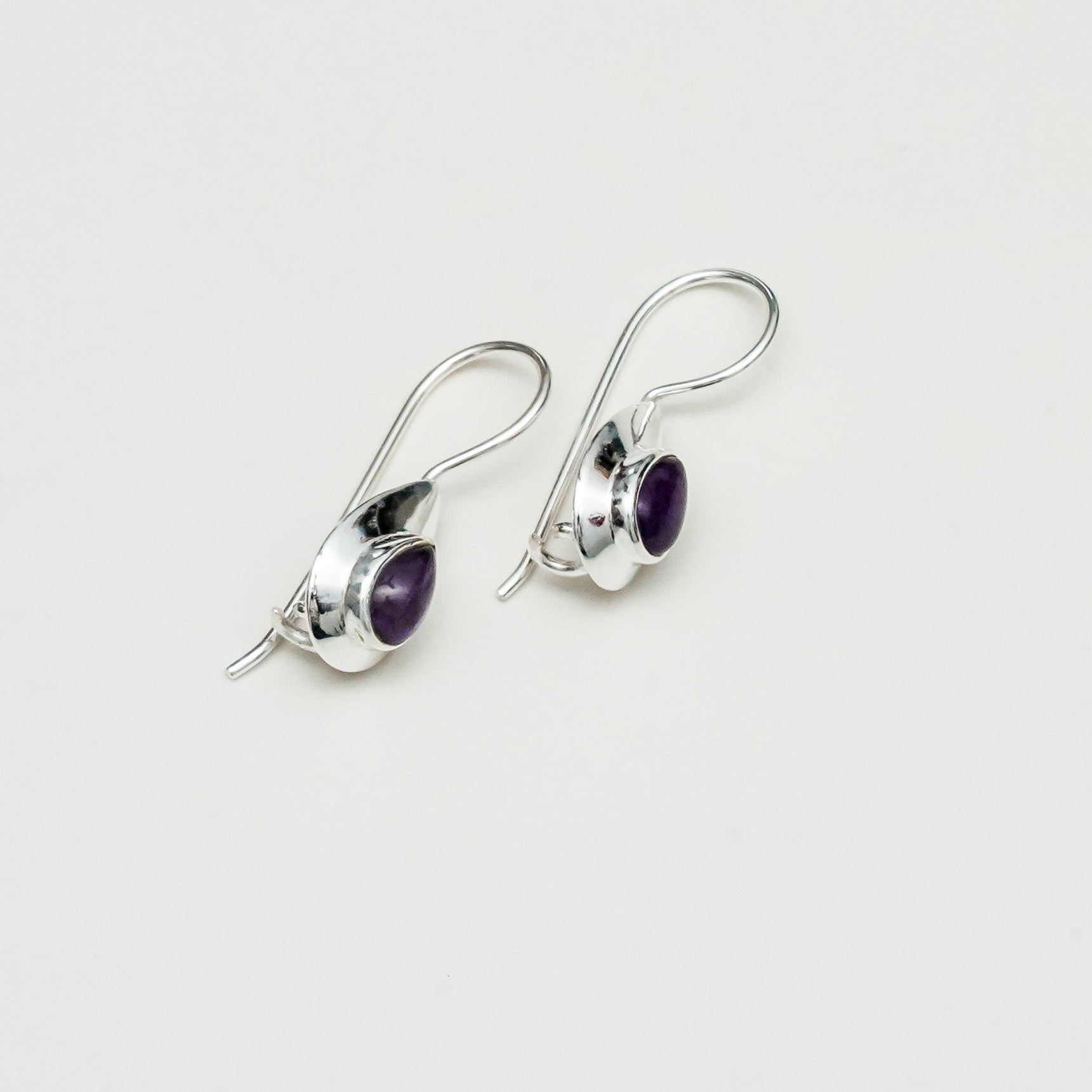 Earring With Natural Amethyst Gemstone In 925 Sterling Silver 1 - Mohnaa Jewels