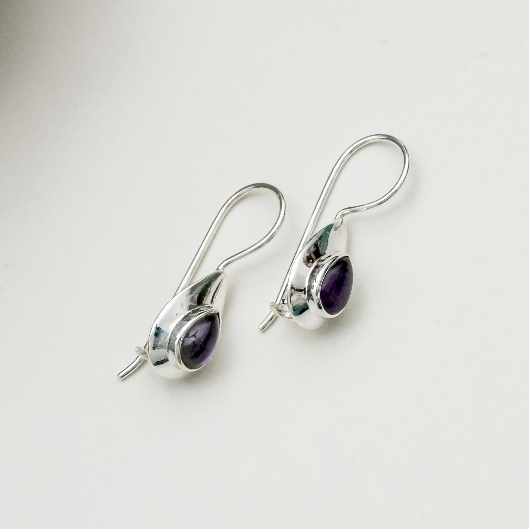 Earring With Natural Amethyst Gemstone In 925 Sterling Silver 1 - Mohnaa Jewels