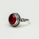 Red Velvet Round Sterling Silver Ring - Mohnaa Jewels