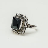 Black Onyx Square Sterling Silver Ring - Mohnaa Jewels