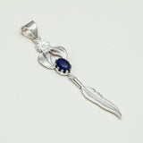 Feather Pendant With Kyanite Gemstone Handmade  In Solid Sterling Silver - Mohnaa Jewels