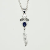 Feather Pendant With Kyanite Gemstone Handmade  In Solid Sterling Silver - Mohnaa Jewels