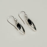 Double Leaf Earrings With Black Onyx Gemstone Best Design in 925 Sterling Silver - Mohnaa Jewels