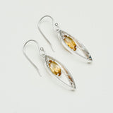 Double Leaf Earrings With Citrine Gemstone Best Design in 925 Sterling Silver - Mohnaa Jewels