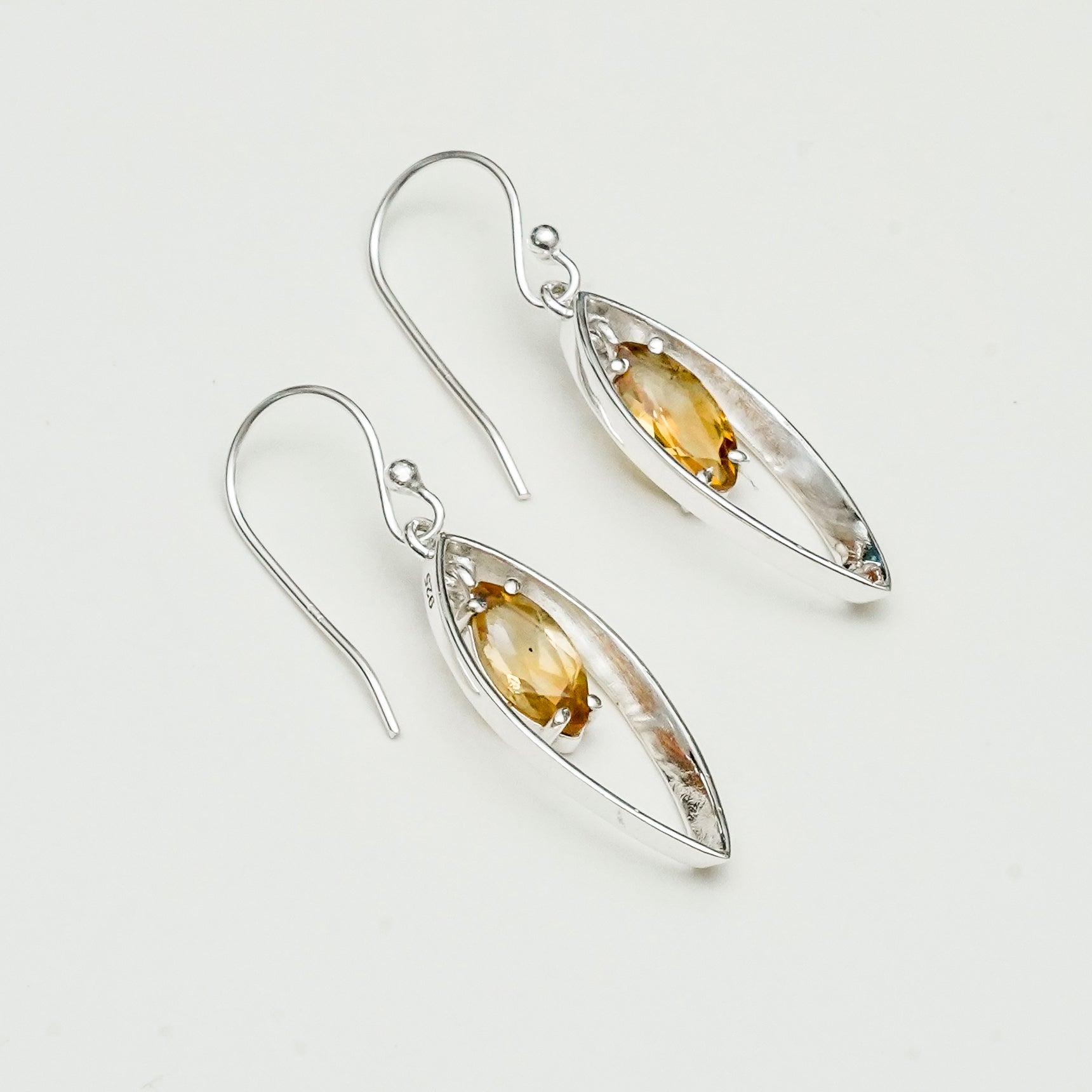 Double Leaf Earrings With Citrine Gemstone Best Design in 925 Sterling Silver - Mohnaa Jewels