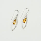 Double Leaf Earrings With Citrine Gemstone Best Design in 925 Sterling Silver - Mohnaa Jewels