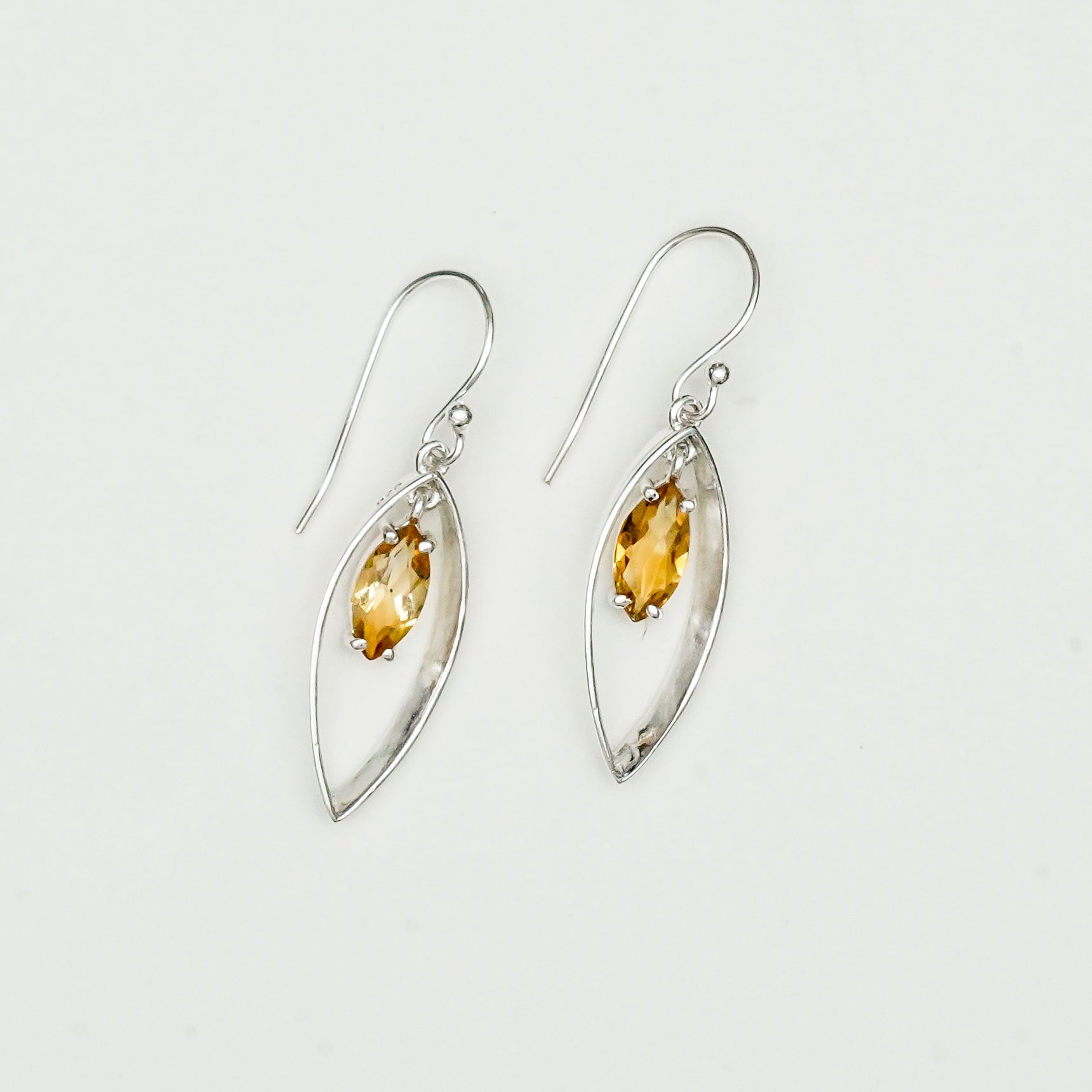 Double Leaf Earrings With Citrine Gemstone Best Design in 925 Sterling Silver - Mohnaa Jewels