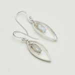 Double Leaf Earrings With Rainbow Moonstone Best Design in 925 Sterling Silver - Mohnaa Jewels