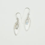 Double Leaf Earrings With Rainbow Moonstone Best Design in 925 Sterling Silver - Mohnaa Jewels