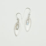 Double Leaf Earrings With Rainbow Moonstone Best Design in 925 Sterling Silver - Mohnaa Jewels