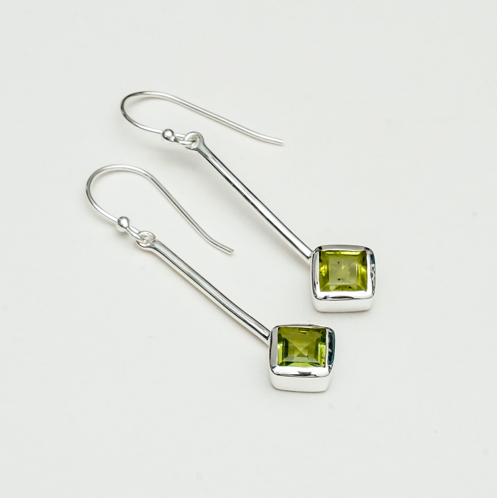 Earrings With Peridot Gemstone in 925 Sterling Silver Handmade - Mohnaa Jewels