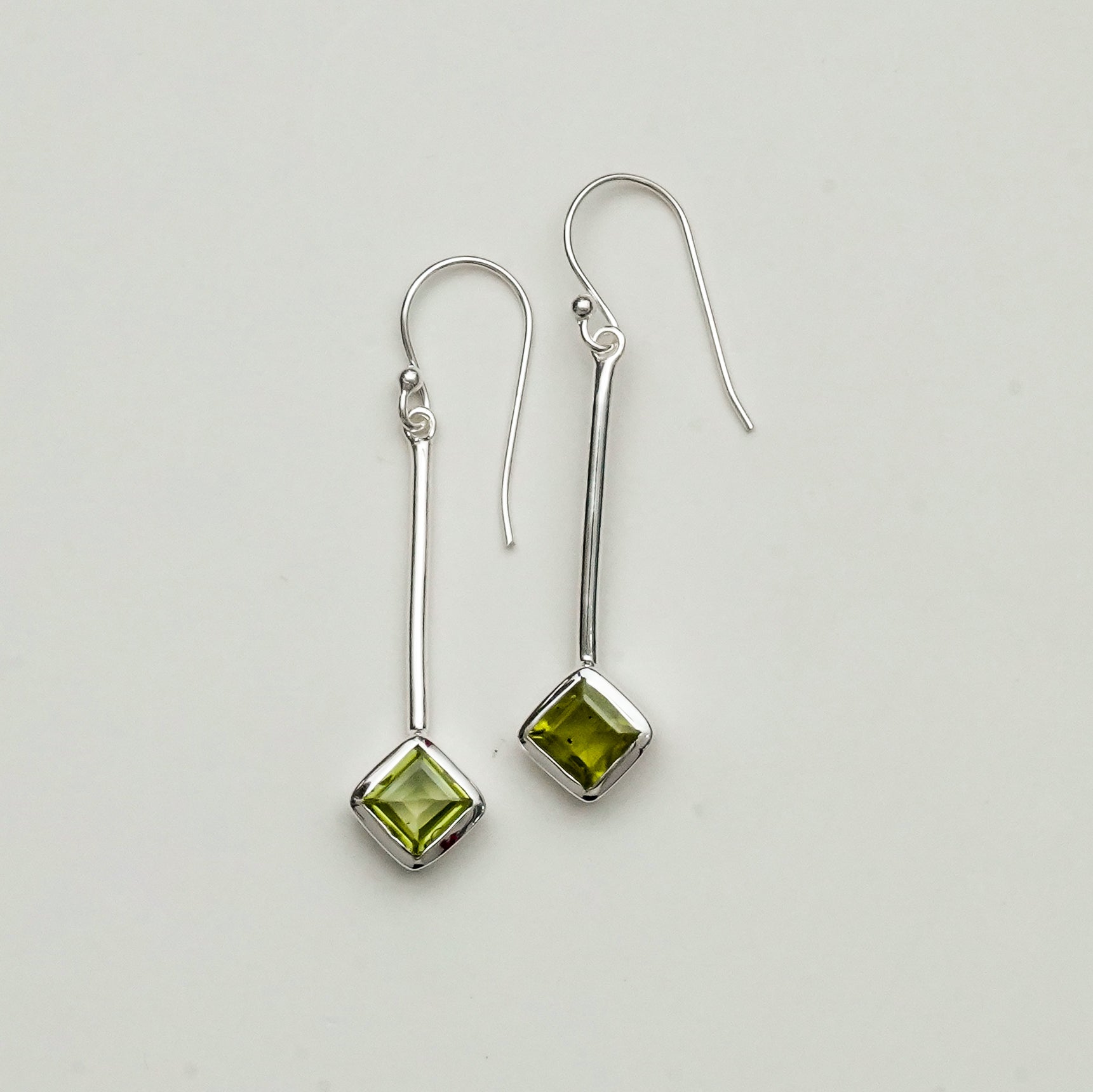 Earrings With Peridot Gemstone in 925 Sterling Silver Handmade - Mohnaa Jewels