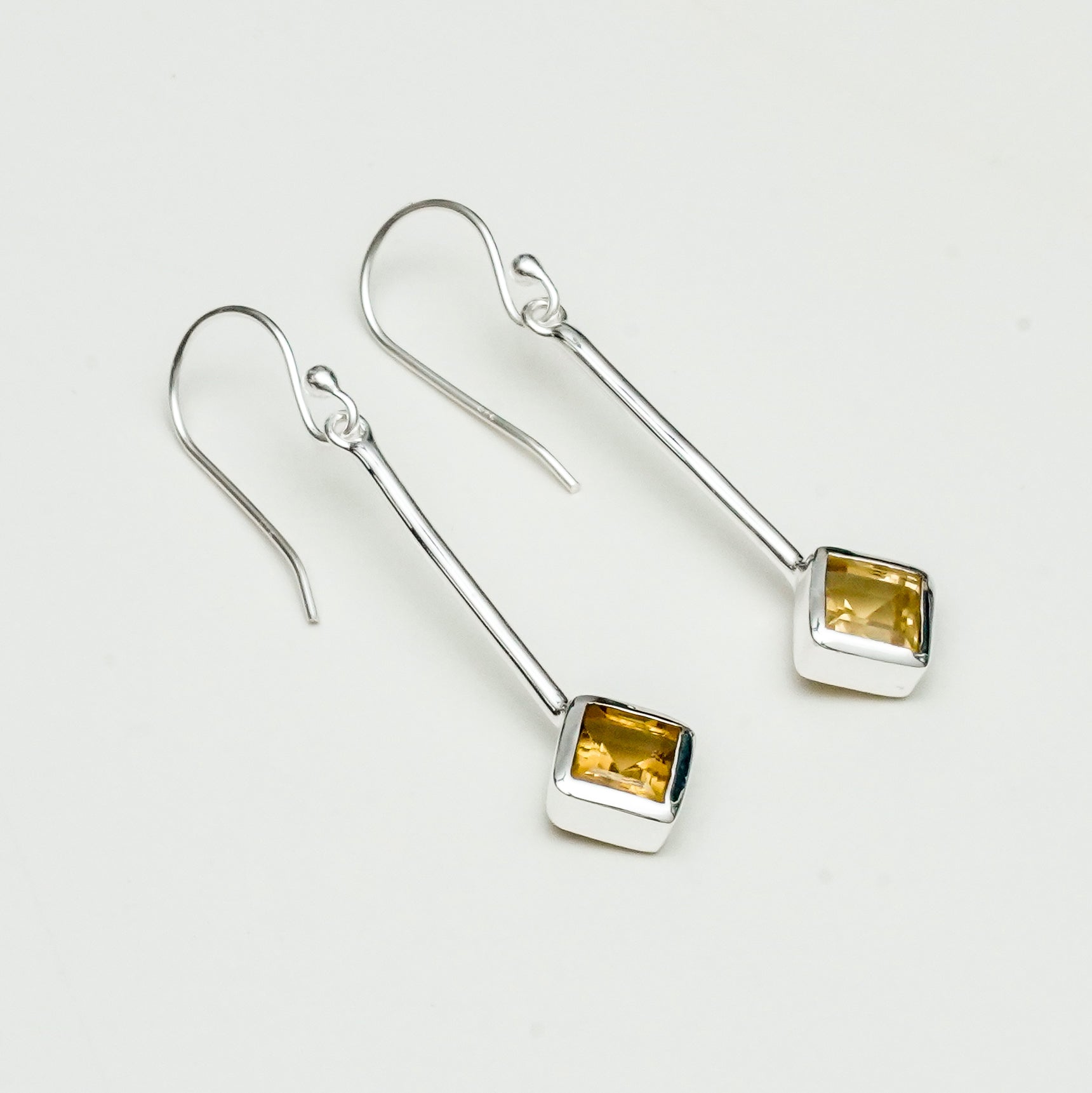 Earrings With Citrine Gemstone in 925 Sterling Silver Handmade - Mohnaa Jewels