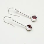 Earrings With Garnet Gemstone in 925 Sterling Silver Handmade - Mohnaa Jewels