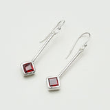 Earrings With Garnet Gemstone in 925 Sterling Silver Handmade - Mohnaa Jewels