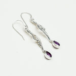 Water Drop Earrings With Amethyst Gemstone in 925 Sterling Silver - Mohnaa Jewels