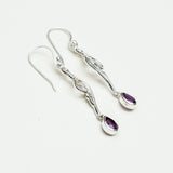 Water Drop Earrings With Amethyst Gemstone in 925 Sterling Silver - Mohnaa Jewels