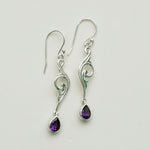 Water Drop Earrings With Amethyst Gemstone in 925 Sterling Silver - Mohnaa Jewels