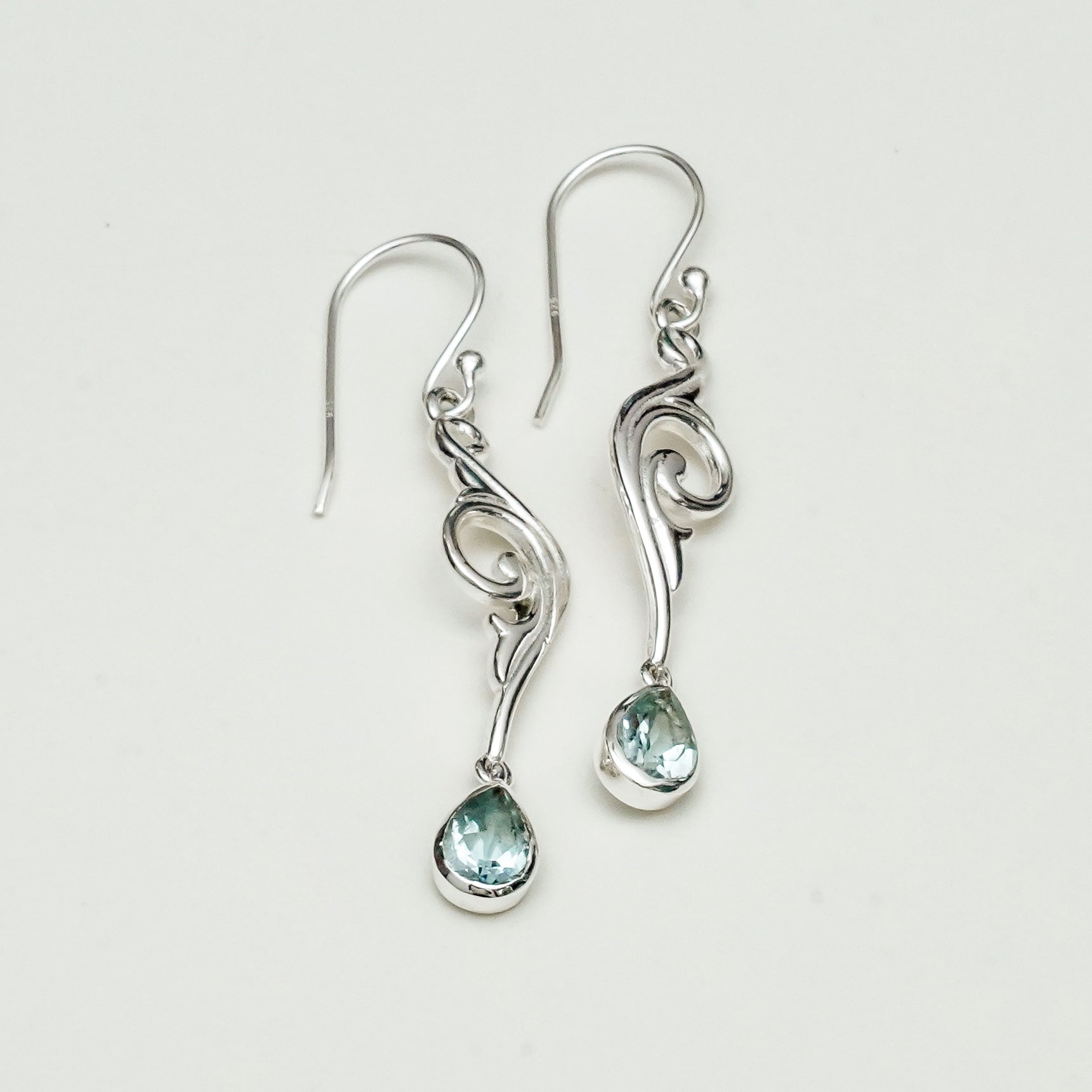 Water Drop Earrings With Blue Topaz Gemstone in 925 Sterling Silver - Mohnaa Jewels