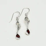 Water Drop Earrings With Garnet Gemstone in 925 Sterling Silver - Mohnaa Jewels