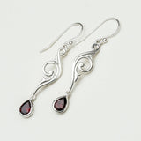 Water Drop Earrings With Garnet Gemstone in 925 Sterling Silver - Mohnaa Jewels