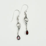 Water Drop Earrings With Garnet Gemstone in 925 Sterling Silver - Mohnaa Jewels