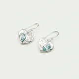 Heart Earrings With Semi Precious BlueTopaz Gemstone Solid 925 Sterling Silver - Mohnaa Jewels