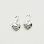 Heart Earrings With Semi Precious BlueTopaz Gemstone Solid 925 Sterling Silver - Mohnaa Jewels