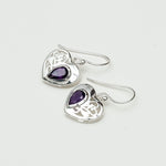 Heart Earrings With Semi Precious Amethyst Gemstone Solid 925 Sterling Silver - Mohnaa Jewels