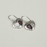 Heart Earrings With Semi Precious Garnet Gemstone Solid 925 Sterling Silver - Mohnaa Jewels