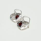 Heart Earrings With Semi Precious Garnet Gemstone Solid 925 Sterling Silver - Mohnaa Jewels