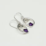 Simple Earrings With Amethyst Gemstone in High Quality 925 Sterling Silver - Mohnaa Jewels