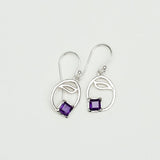 Simple Earrings With Amethyst Gemstone in High Quality 925 Sterling Silver - Mohnaa Jewels