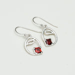 Simple Earrings With Garnet Gemstone in High Quality 925 Sterling Silver - Mohnaa Jewels