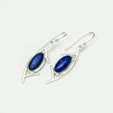 Modern Earrings With Lapis Gemstone in 925 Sterling Silver - Mohnaa Jewels